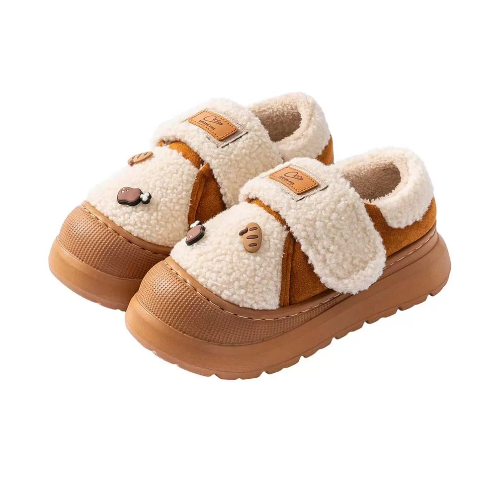 INF Dam Vinter Bomullstofflor - DIY Kul, Varm Fleece, Tjock Sula, Inomhus Hemtofflor Brun 40