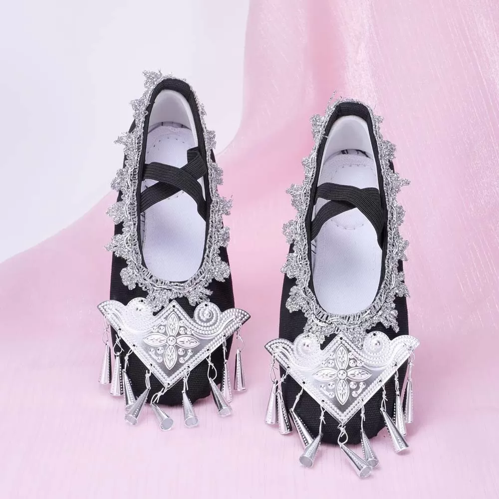 INF Etniska Dansskor med Mellanhög Klack - Bekväm Canvas 35