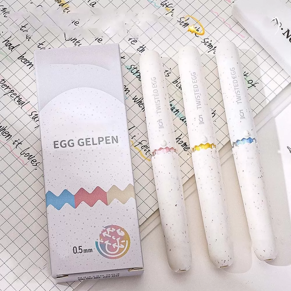 INF Ägg Gel Penna - Vridbar, 3-pack, Macaronfärger, Snabbtorkande bläck