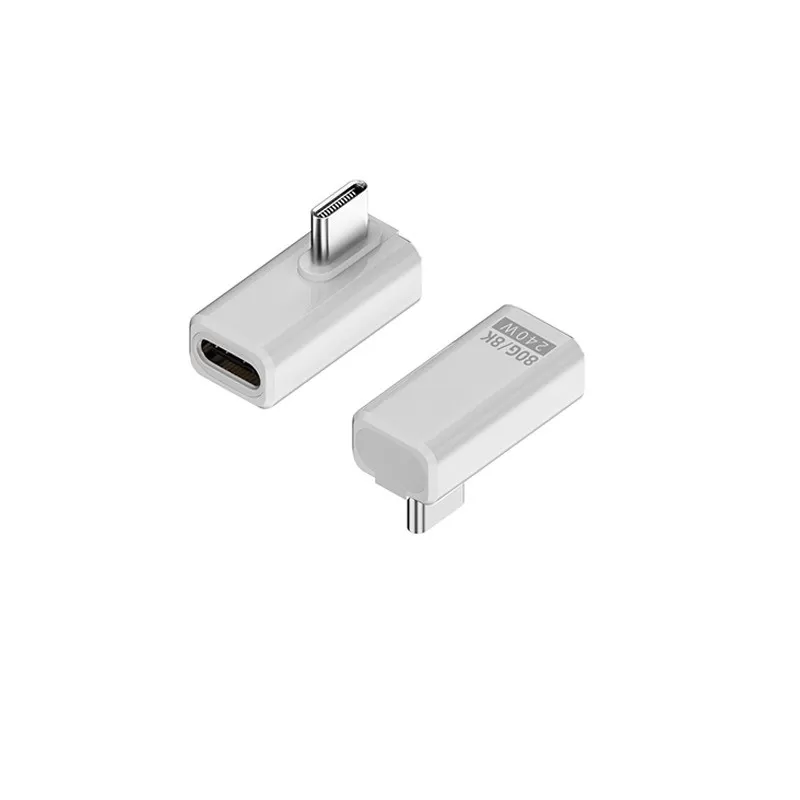 INF 240W 80Gbps USB-C Hona till Hane Adapter - Rät Vinkel (2-Pack) Vit