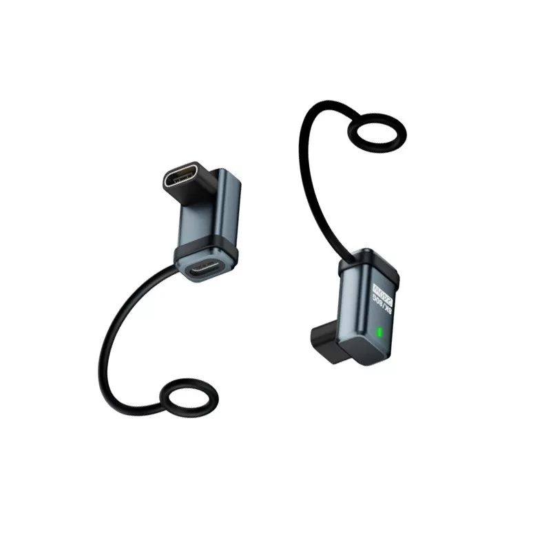 INF 2-pack 240W USB-C hona till hona-adapter, 120 Gbps, rät vinkel Blå