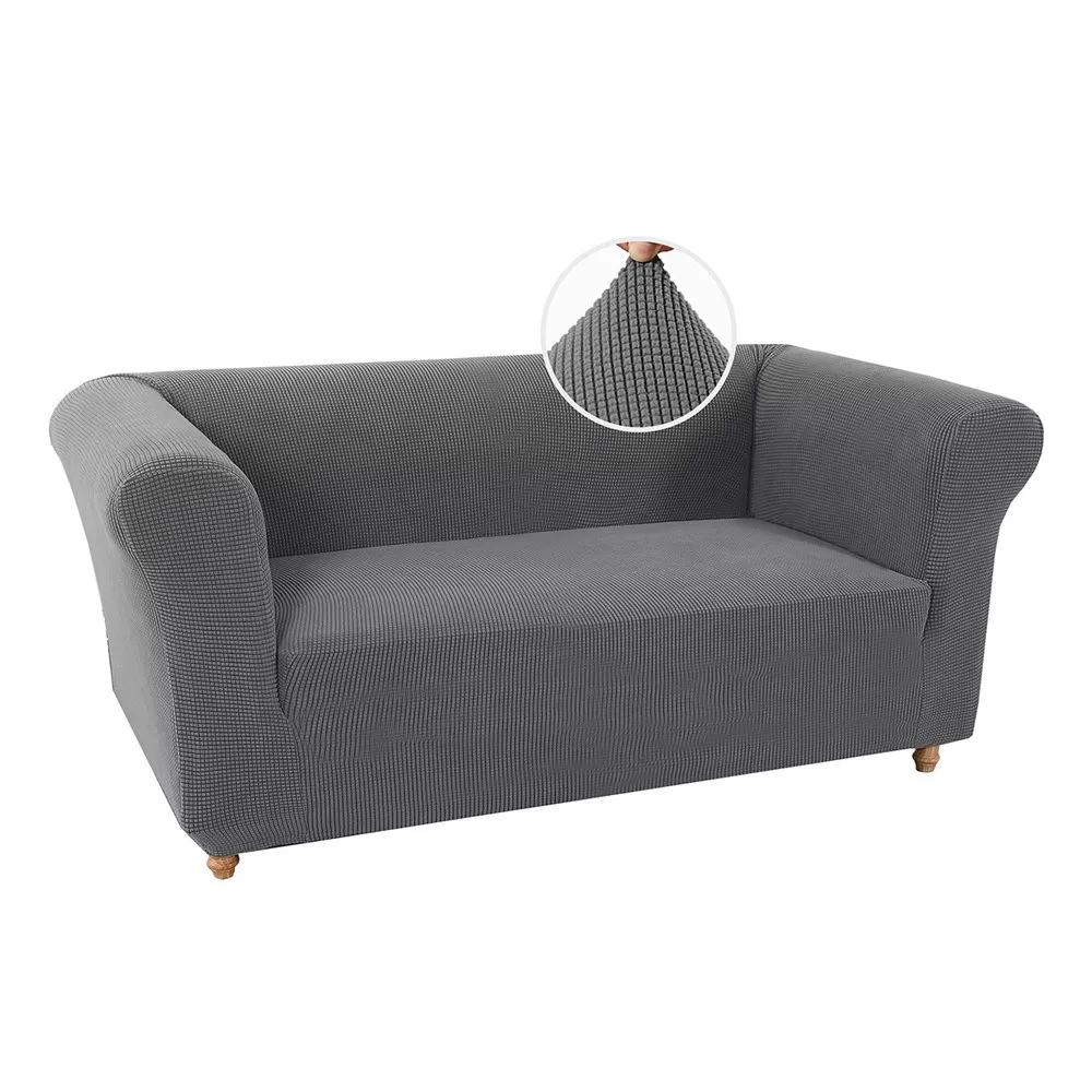 INF Tvåsitsig Sofföverdrag i Polyester - Retro Tuftad, Halkfri, Stretchbar Soffskydd Grå