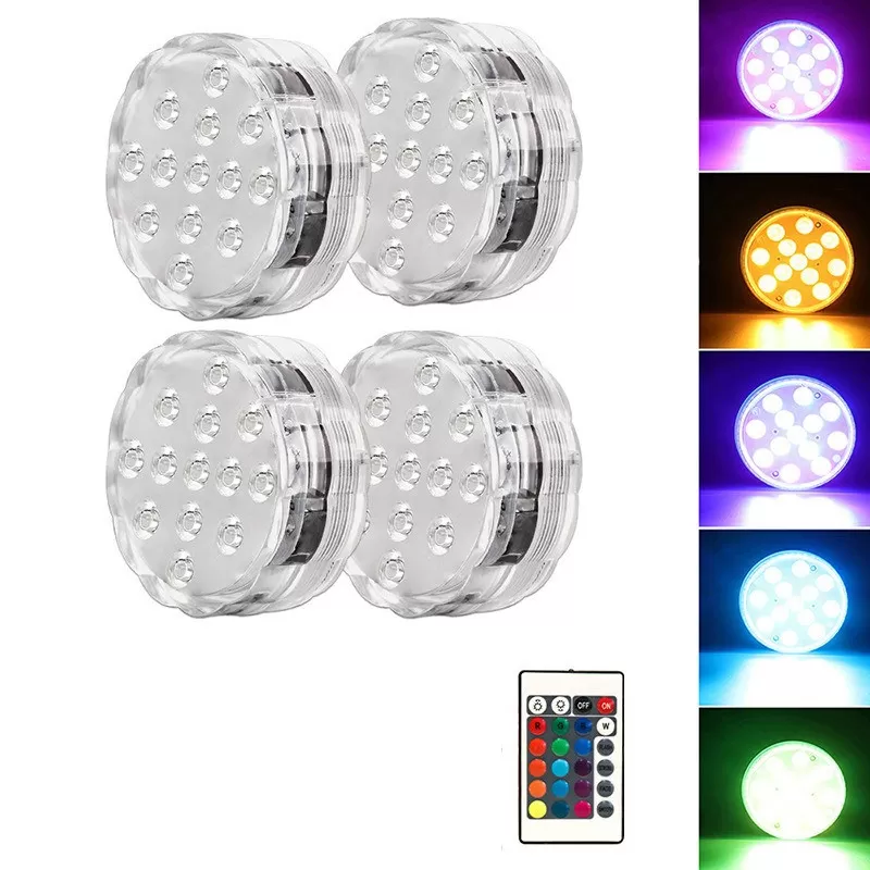 INF 7cm 10 LED Fjärrkontroll Lampor - 4 Lampor med Enkel Kontroll