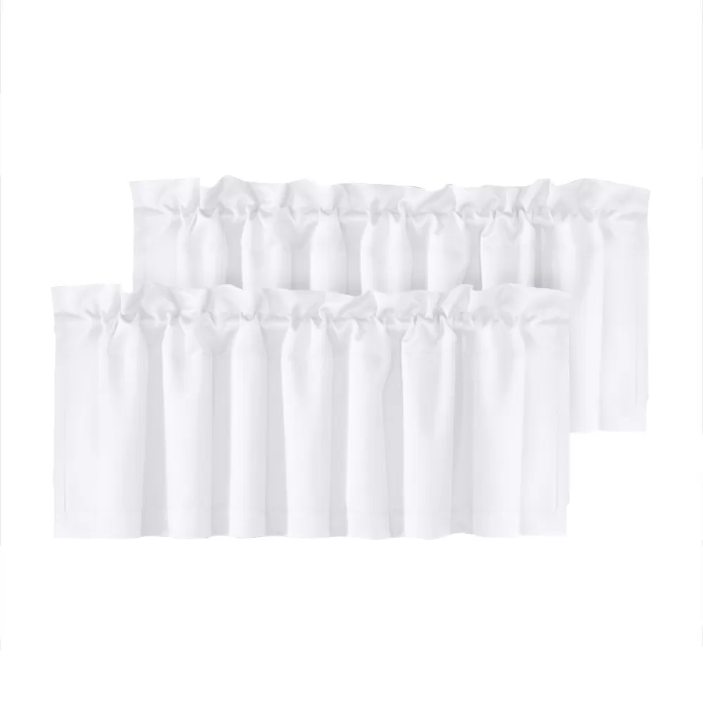 INF Mörkläggningsgardiner Set om 2 - Korta polyestergardiner för sovrum, vardagsrum Vit