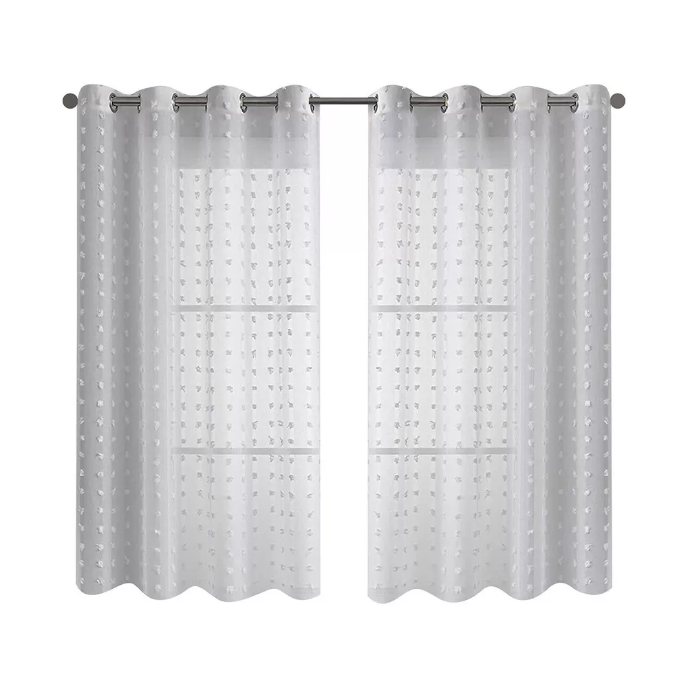 INF Set med 2 Prickiga Pom Pom Skira Gardiner - Öljettgardiner S Grå