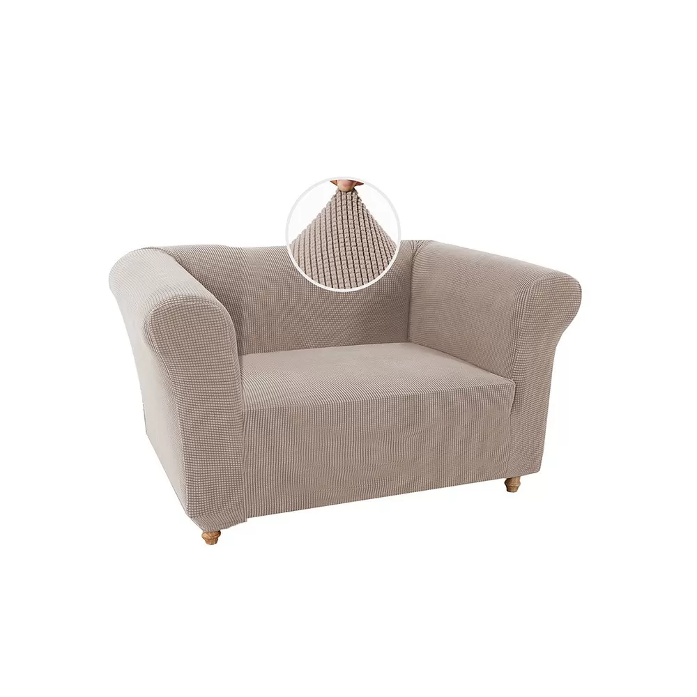 INF Retro Tuftad Enkelsoffa Överdrag - Halkskyddande Stretch Soffskydd Kaki