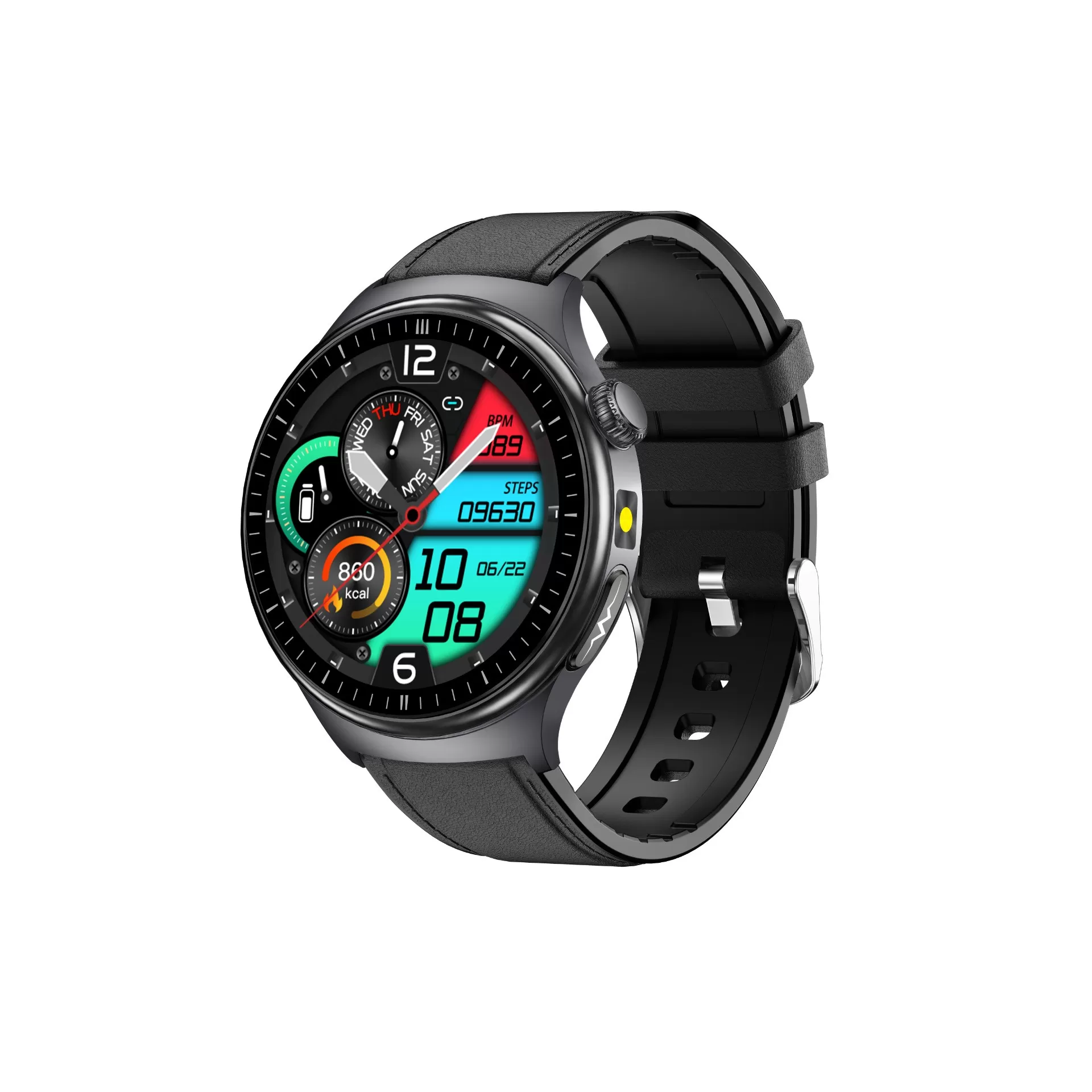INF IP68 Vattentät Smartwatch med EKG, Pulsmätning och Blodsyreövervakning, kompatibelt med Huawei, Samsung, APPLE, Garmin Svart