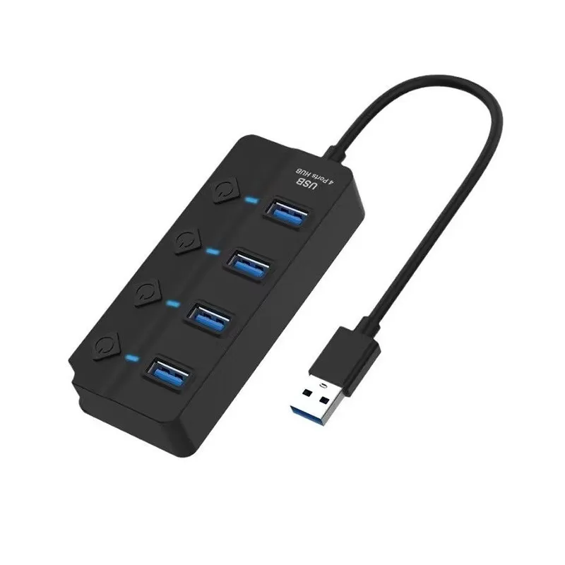 INF 4-Port USB 2.0 Hub med individuella strömbrytare och LED-indikatorer