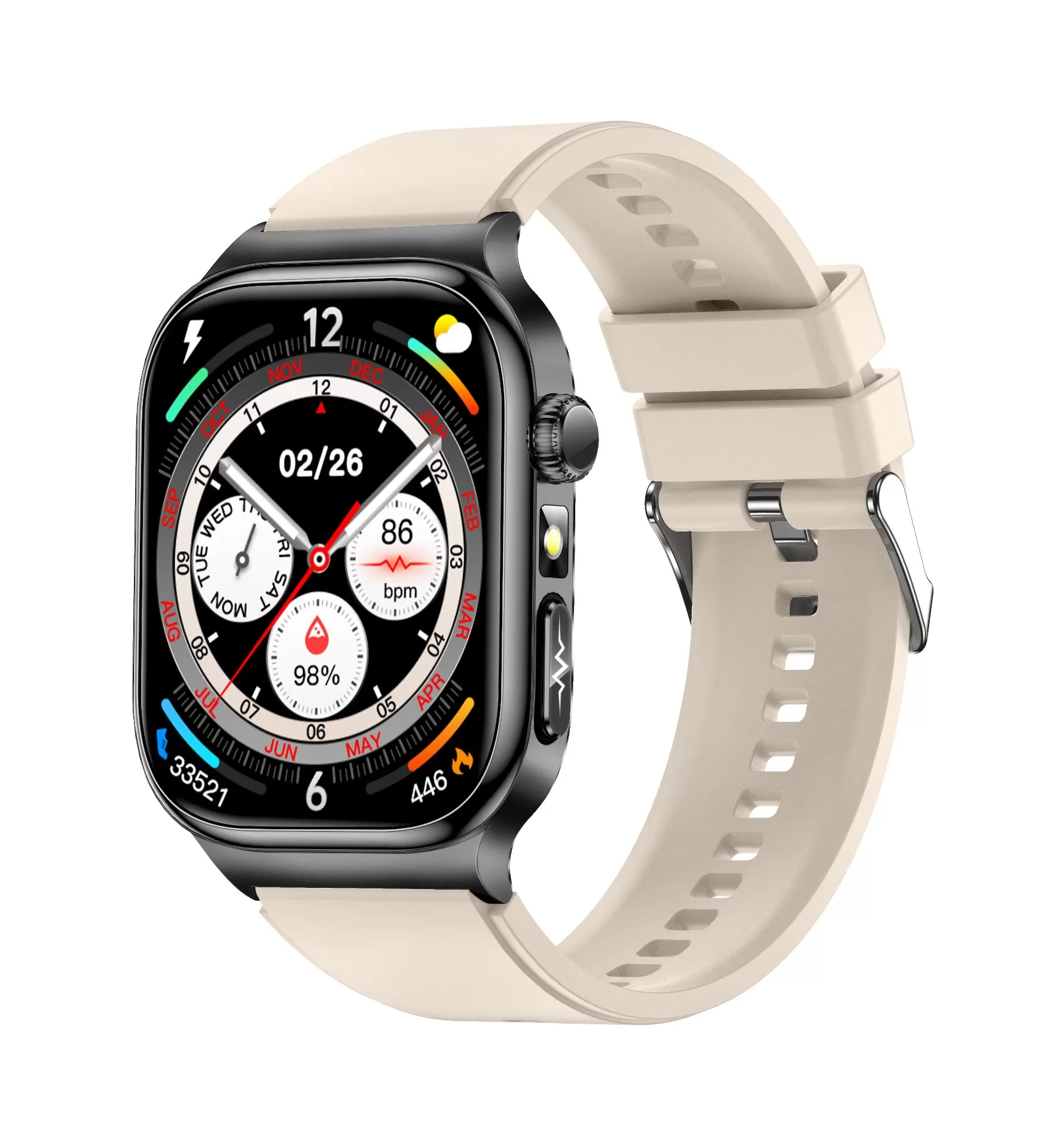 INF 2.04-tums högupplöst AMOLED Smartwatch med hälsoövervakning Beige