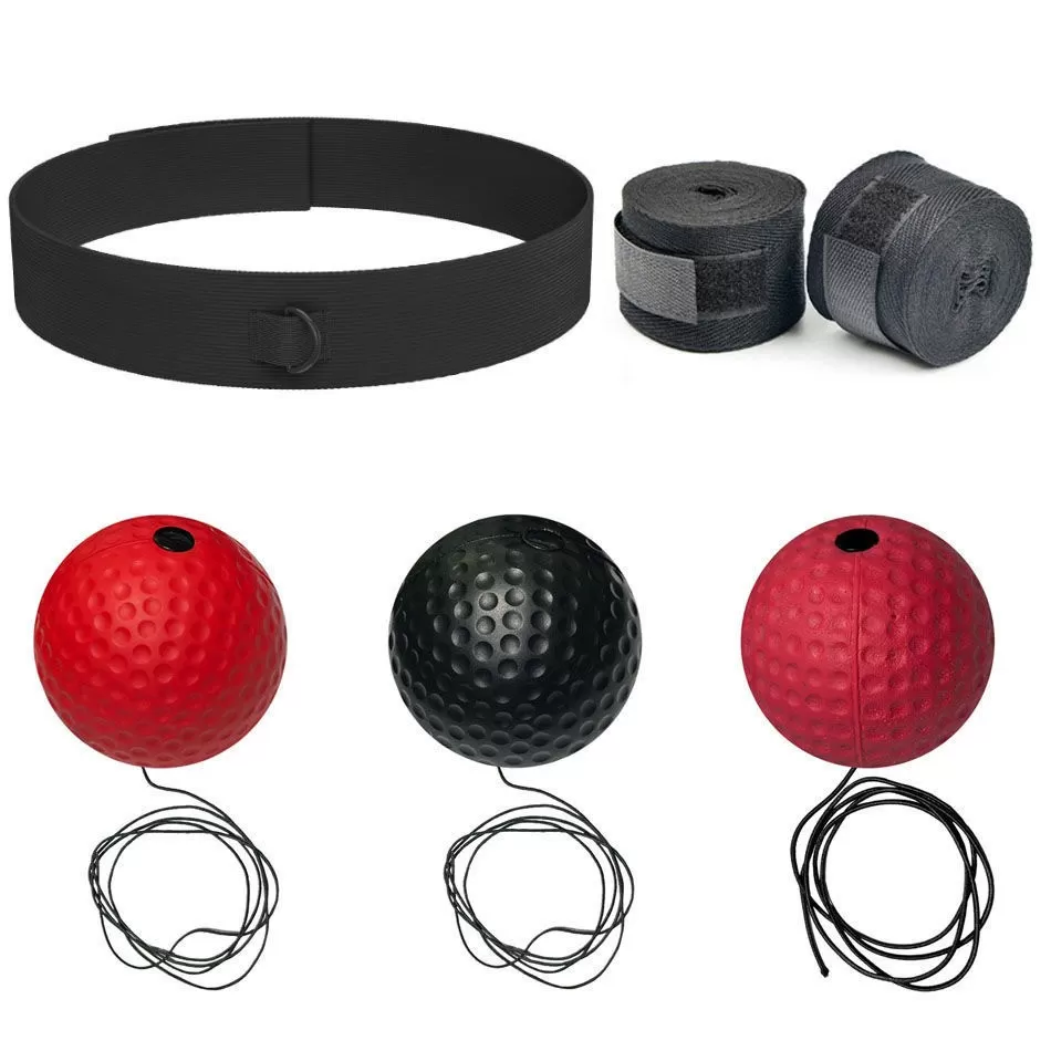 INF Boxningsreflexbollset: Pannband, 3 Bollar & Lindor för Smidighetsträning