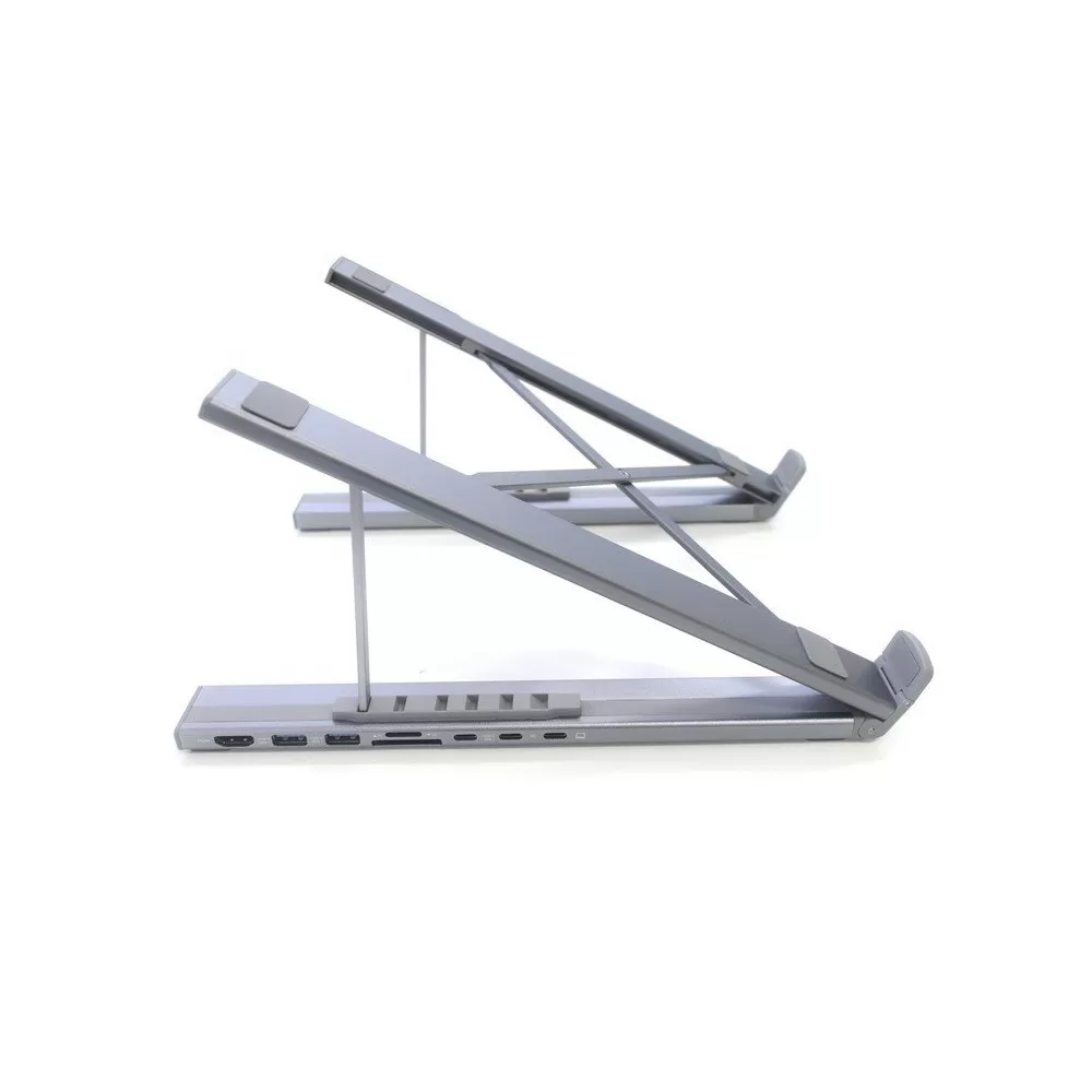 INF Expanderbar USB-C Dockningsstation Laptopställ - Silver Aluminiumlegering, 4K HDMI, USB 3.0