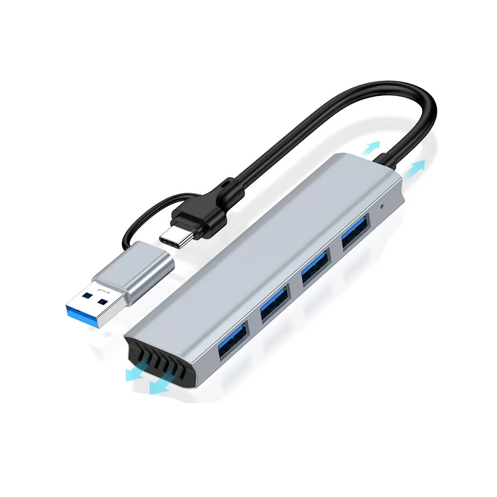 INF 4-i-1 USB 3.0 Hubb med 3 USB 2.0 Portar - Typ-C Dockningsstation