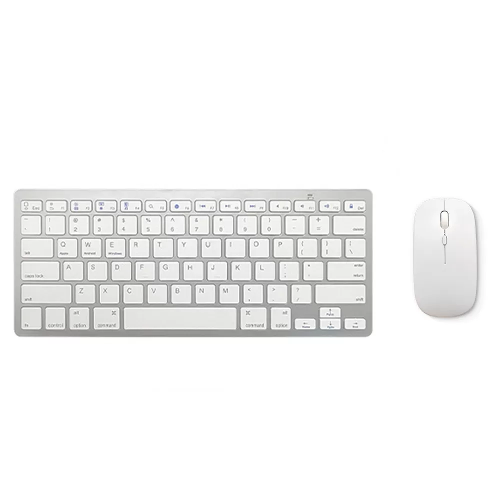 INF Trådlöst tangentbord och mus-kombination - Svart trådlöst tangentbord + mus-set Silver