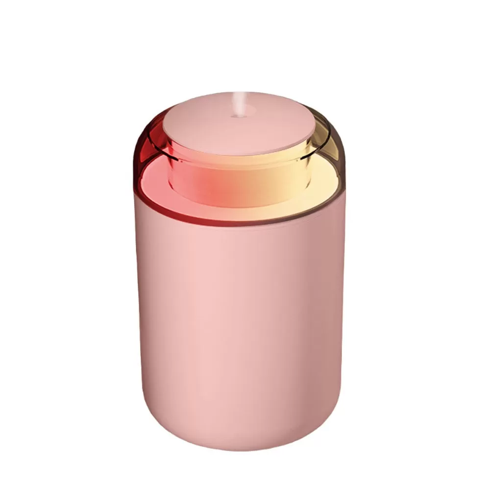 INF Bärbar Luftfuktare: Mini Tyst USB Luftfuktare för Hem, Kontor, Bil Rosa