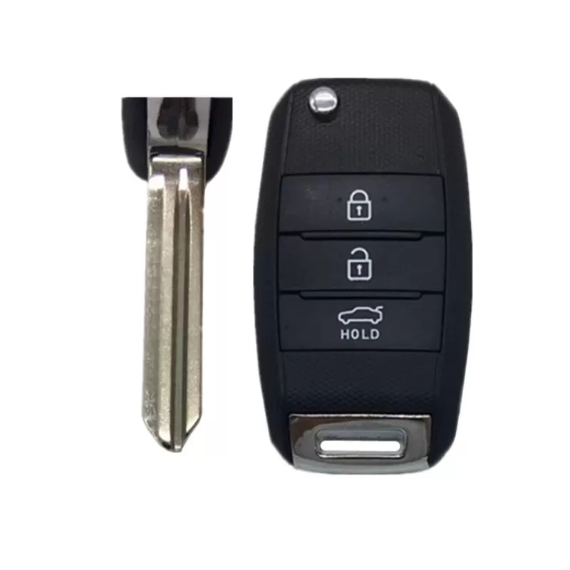 INF Ersättningsskal för bilnyckel till Hyundai Kia 3-knapps Flip Key Fob (Högerspårat blad)