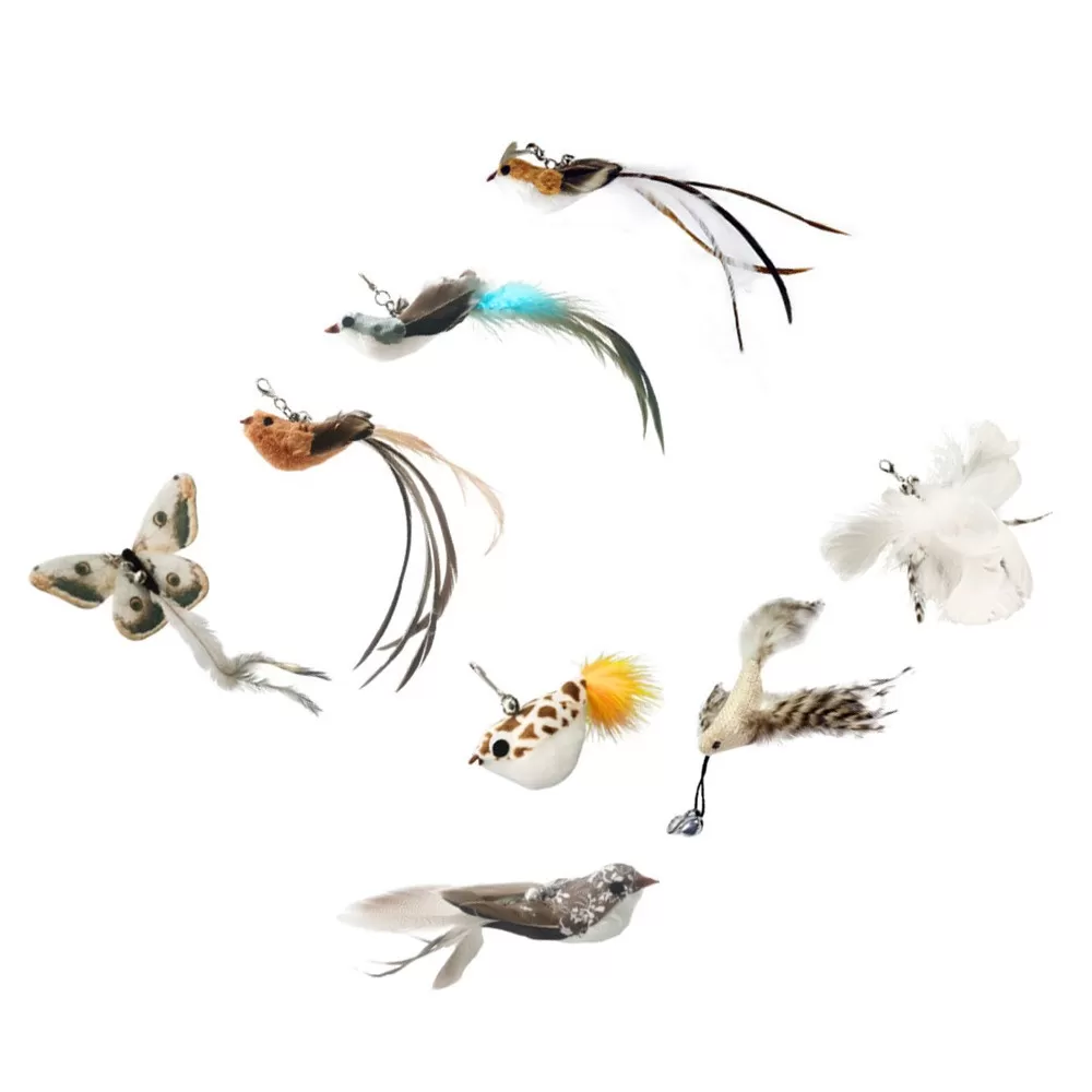 INF Kattleksak Ersättningshuvuden - 8 st Fjäderpåfyllningsset för Interaktiv Lek