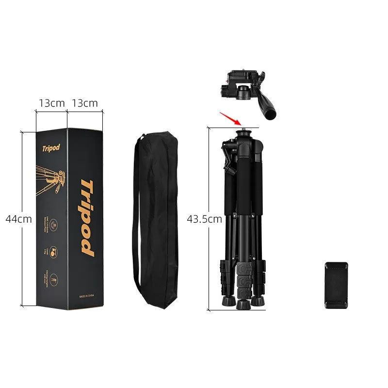 INF 1,5 m Svart Aluminiumlegering Telefonstativ med E-Clamp - Portabelt Kamerastativ för Livestreaming & Fotografering