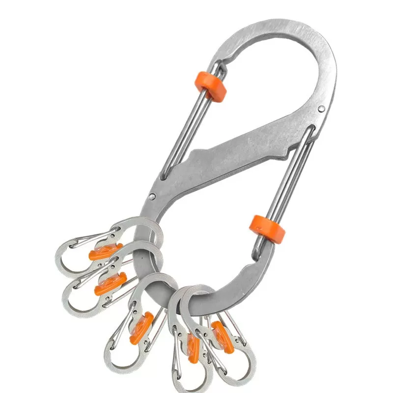 INF Stor låsande åttafigurskarbinhake set - Rostfritt stål, Flerfärgade alternativ Silver