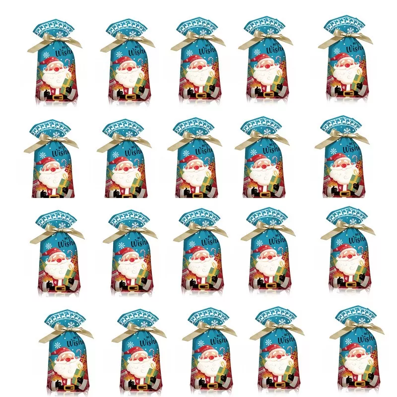 INF Julgodisväskor, Ren Santa Design, 12x17cm, 50-pack, Presentpåsar med dragsko