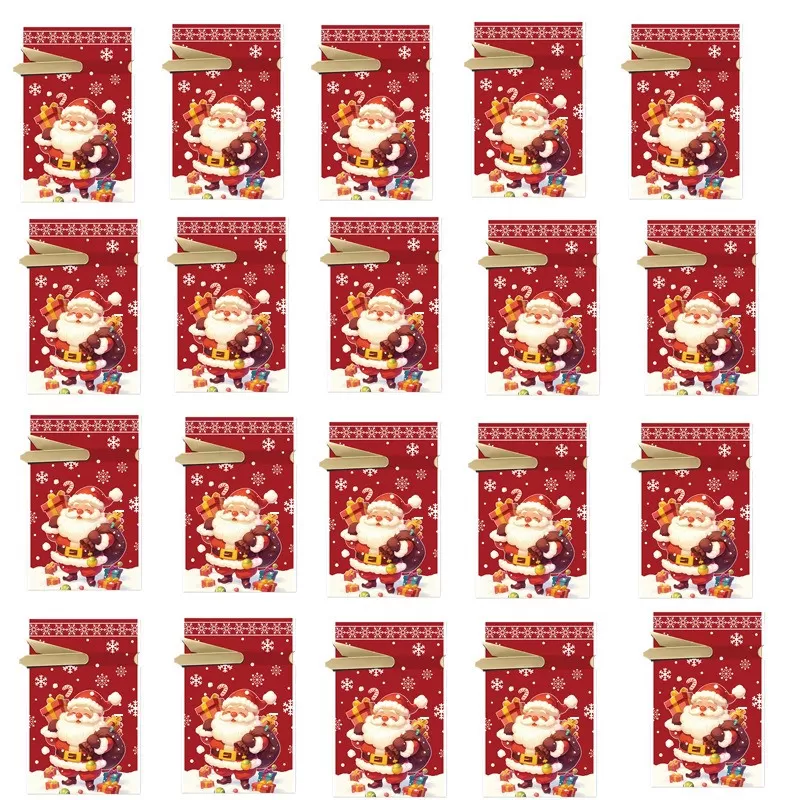 INF Julgodispåsar Snöflinga Jultomte - 50-pack Presentpåsar med Dragsko