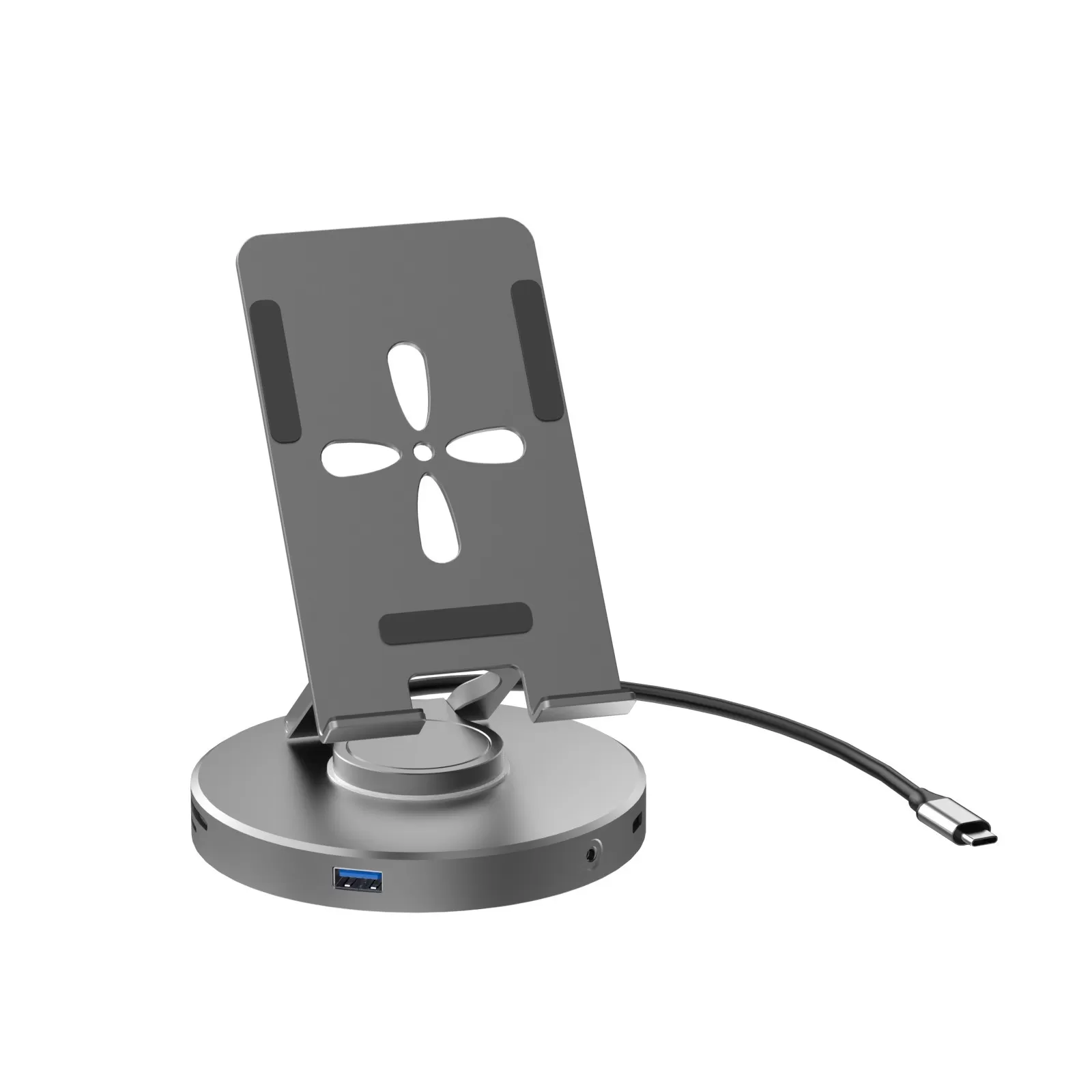 INF 10-i-1 USB-C Hub med 360° Roterbart Telefonstativ - Dockningsstation i Aluminiumlegering