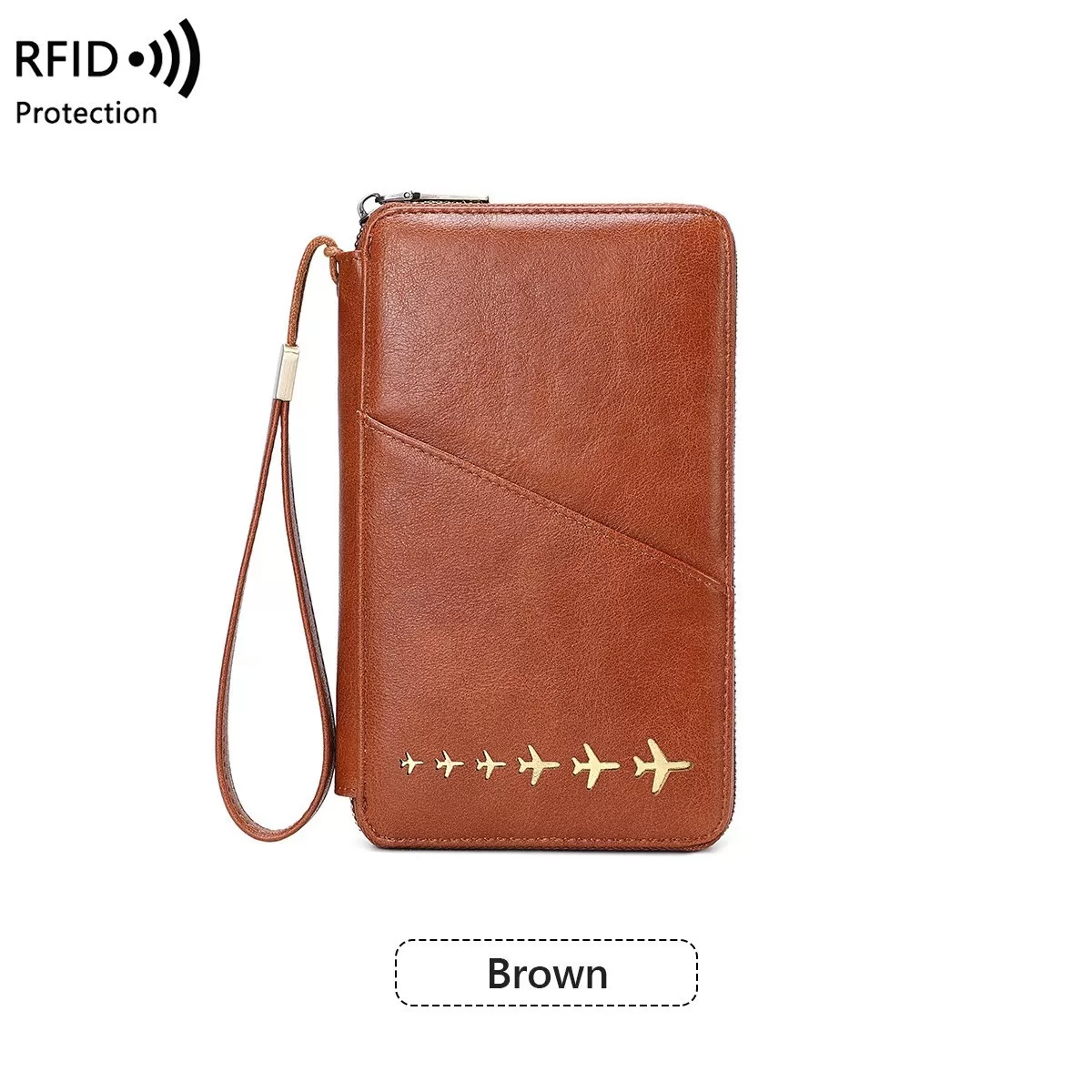 INF 2025 RFID-skyddad Passhållare - Brun PU-Läder Reseplånbok