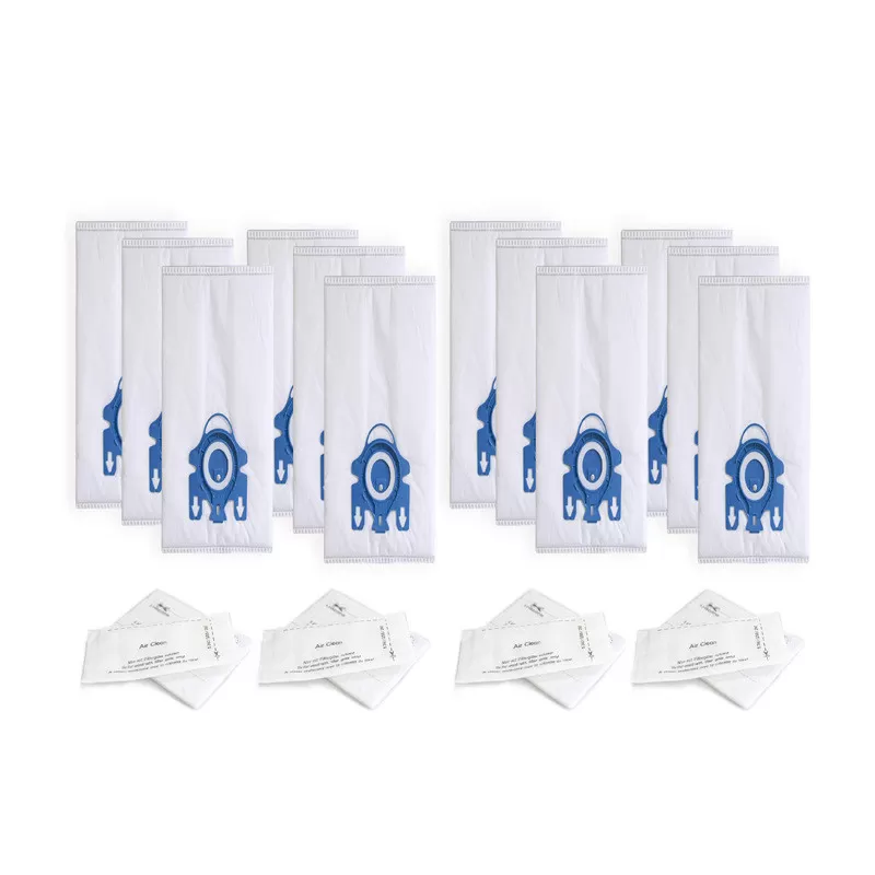 INF 12-pack dammsugarpåsar med 4 filterset kompatibelt med Miele GN-serien