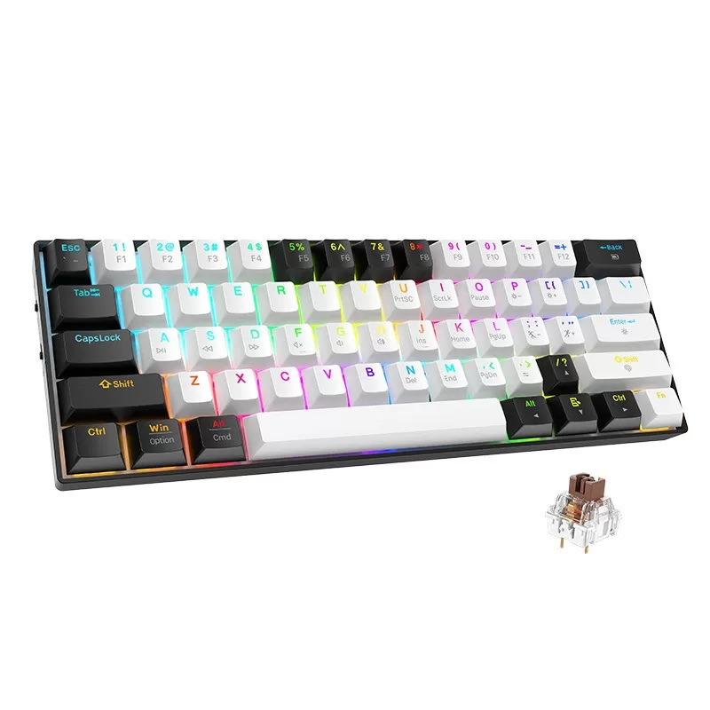 INF 61-tangenters Bluetooth Trippel Läge RGB Mekaniskt Tangentbord - Kompakt, Portabelt och Tyst Tea Switch