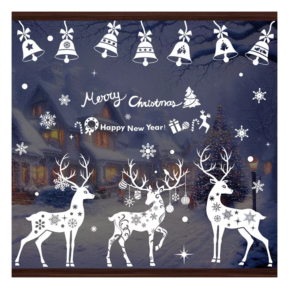 INF Jul Snöflinga Vita Fönsterdekaler - 3 Ark med Festliga PVC Statiska Klistermärken