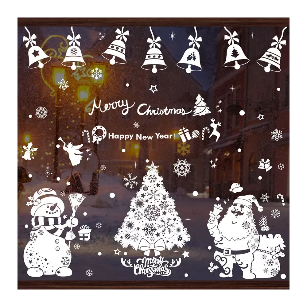 INF Jul Snöflinga Vita Fönsterdekaler - 4 Ark med Festliga Statiska Fästen