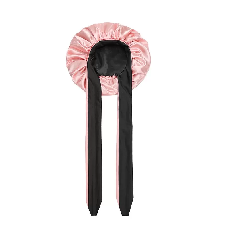 INF Dubbellagers Satin Sovmössa med Justerbara Band - Skönhetshår Bonnet Rosa