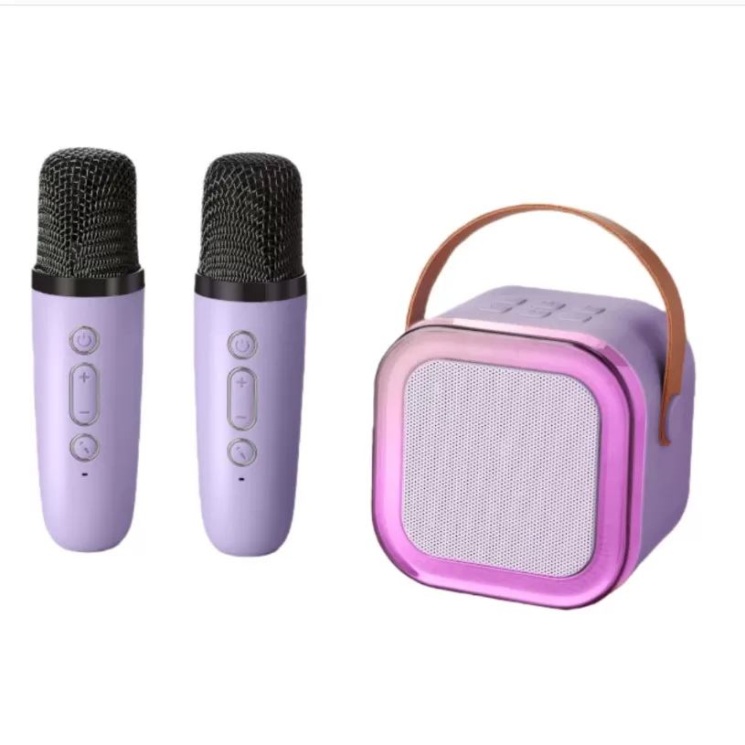 INF Bärbar Bluetooth Karaoke Högtalare (Basic Edition) med Dubbla Mikrofoner och Högtalare Lila