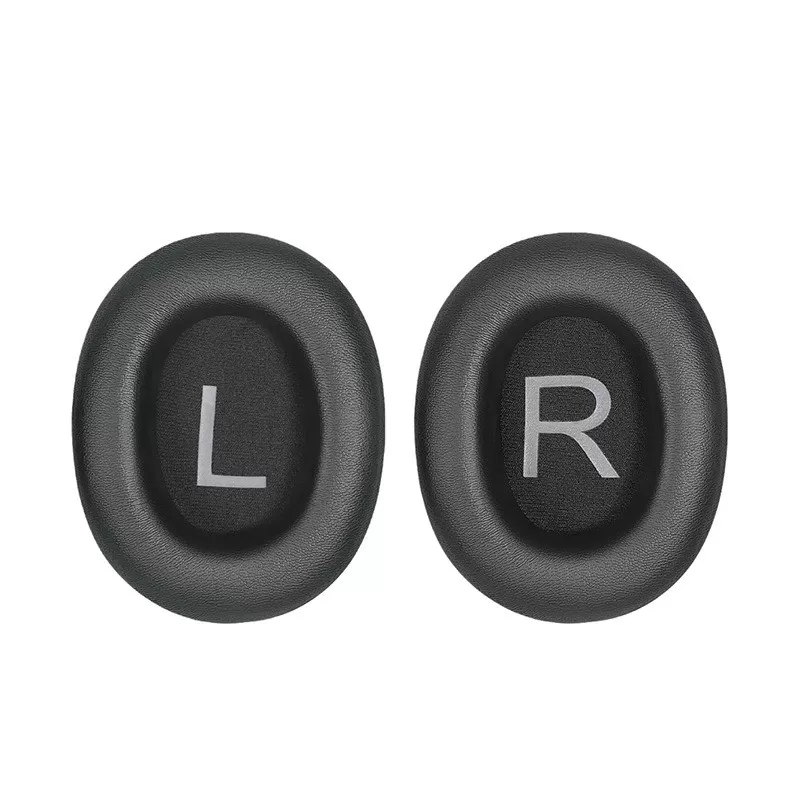 INF Svarta öronkuddar i proteinläder, ersättningskuddar kompatibla med QCY H4-hörlurar - 2-pack