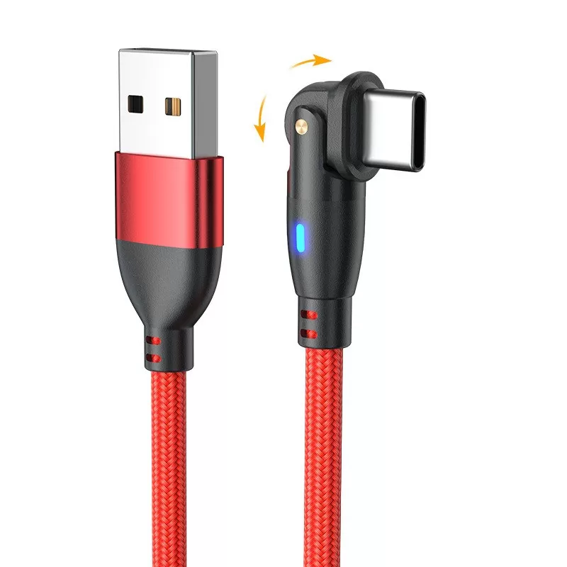INF 2-pack USB till Type-C 180° roterande laddningskabel - snabbladdning och dataöverföring Röd 2 m