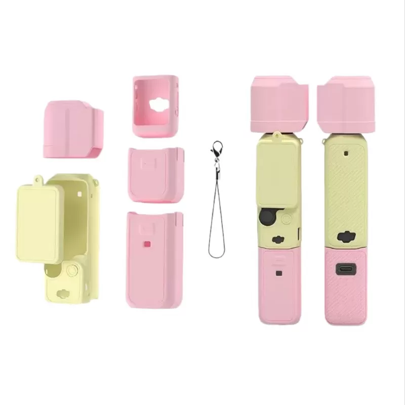 INF Silikonskyddsfodral kompatibelt med DJI Pocket 3 Gimbal Camera - Anti-Scratch & Stötsäker Rosa+Gul