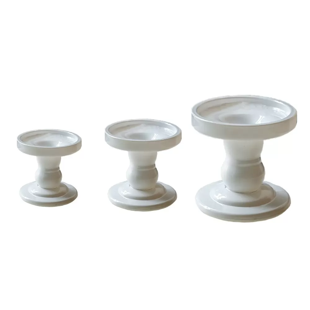 INF Set med 3 Vita Glas Ljushållare - Dekorativ Centerpiece i Vintage Stil