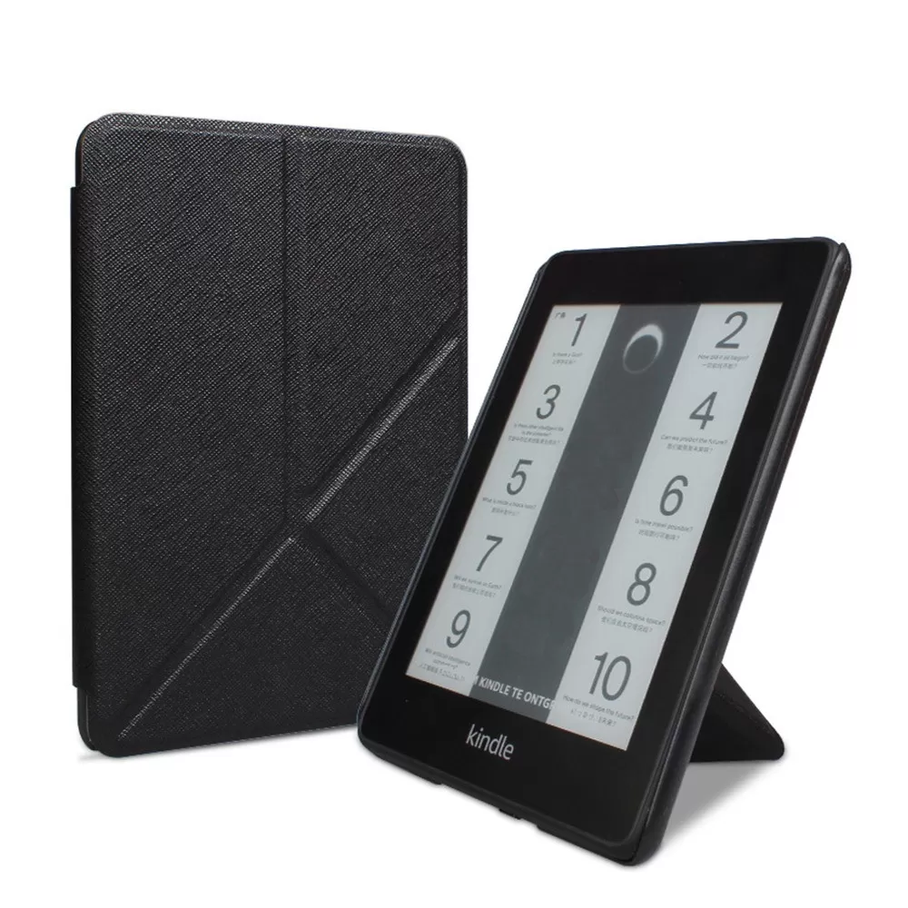 INF Vikbart skyddsfodral för Kindle Paperwhite 5 (6.8") 2024 - Svart PU-läder