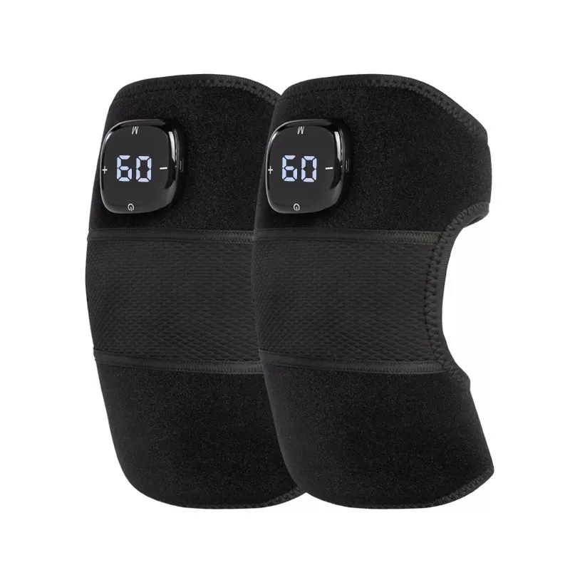 INF Uppvärmd knämassagerare med vibration, smart termisk terapi för ledvärk Svart