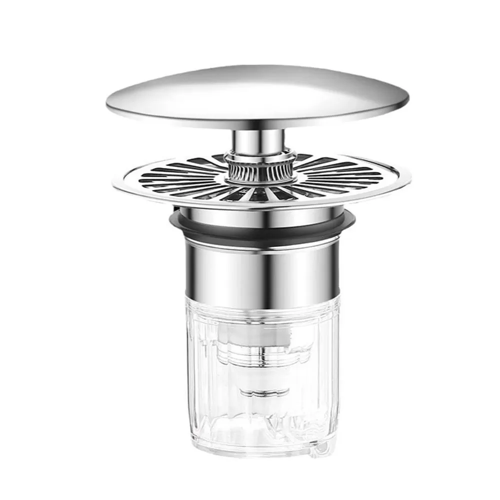 INF Pop Up Avloppspropp med Anti-Igensättningsfilter - Silver Mässing Badrumsavloppsplugg