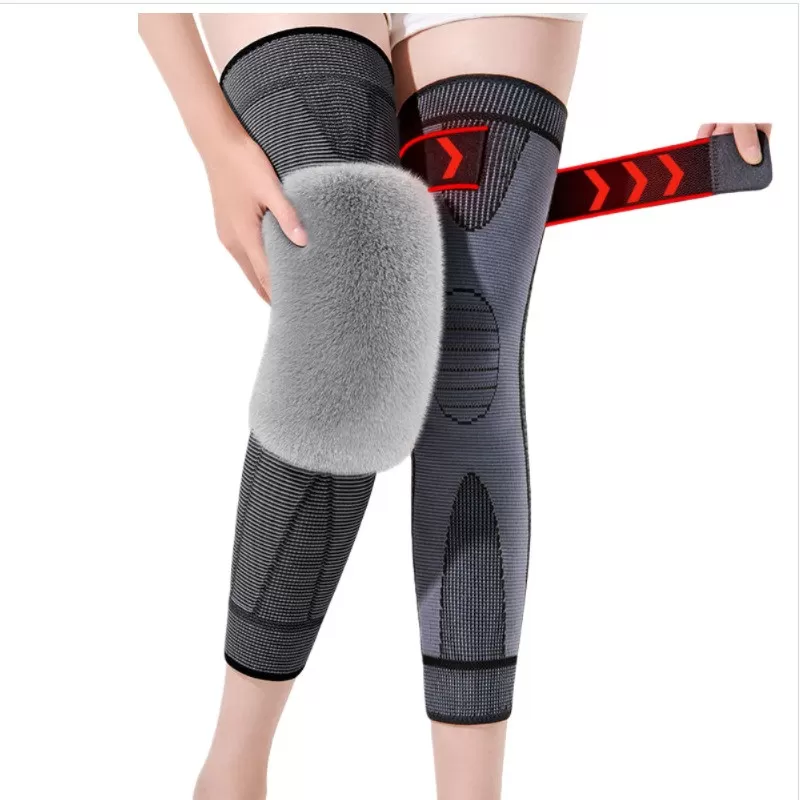 INF Vintervarma knäskydd - Förlängda plysch halkfria termiska knäskydd (1 par) XL Svart