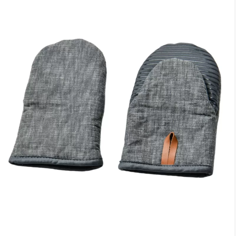 INF Värmebeständiga ugnshandskar: Silikon & Bomull, Halkfria, Högtemperatursskydd Grå