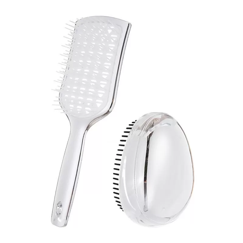 INF Högkvalitativ Volymgivande Hårstyling Borste Set (2 Delar) - Utrassling & Skalpmassage Silver