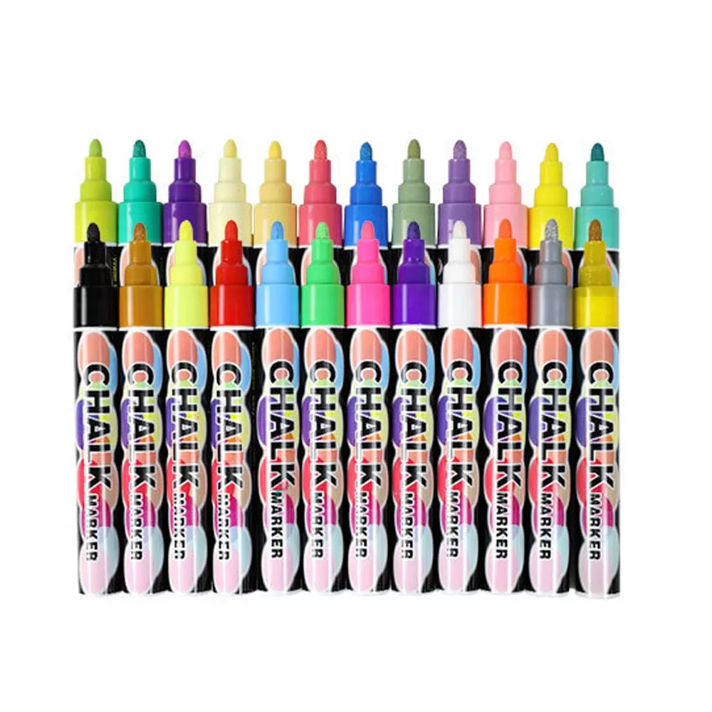 INF 24-färgs fluorescerande markörer - Tvättbara och torra för LED-tavlor och skärmar
