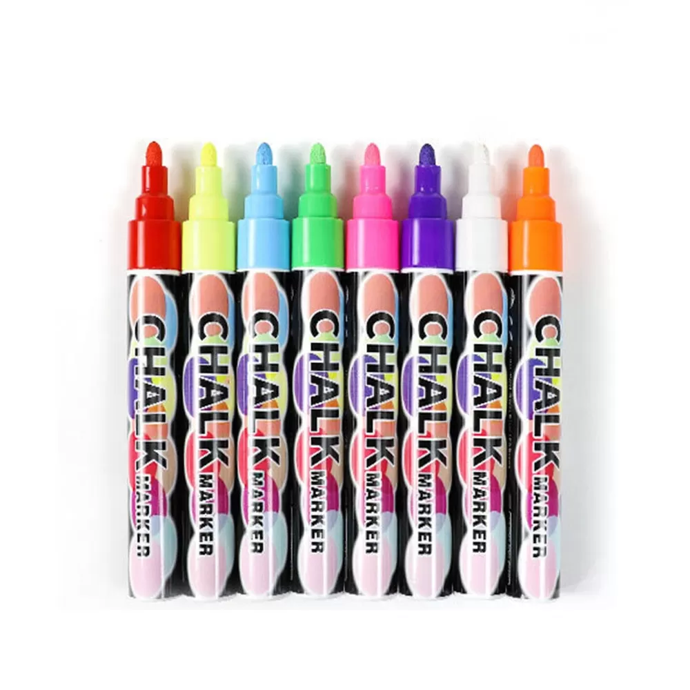 INF Fluorescerande markörer - 8 färger, perfekt för LED-tavlor och skärmar