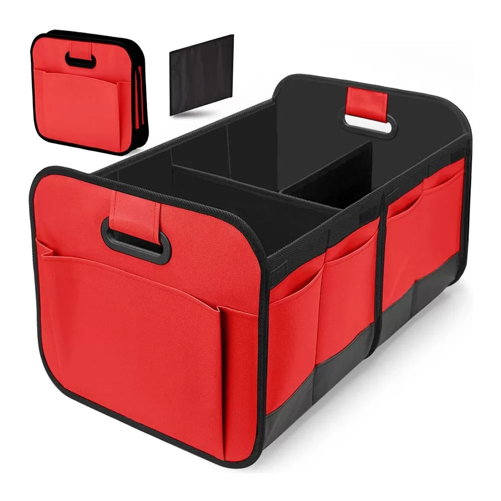INF Vikbar Bil Bagageutrymmesorganisatör - Stor Kapacitet Fordonsförvaringslåda Röd