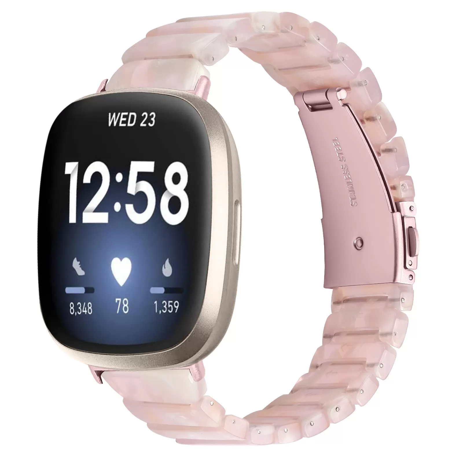 INF Harts Klockarmband Kompatibelt med Fitbit Versa 3/4/Sense 2 - Vattentätt & Stilrent Rosa