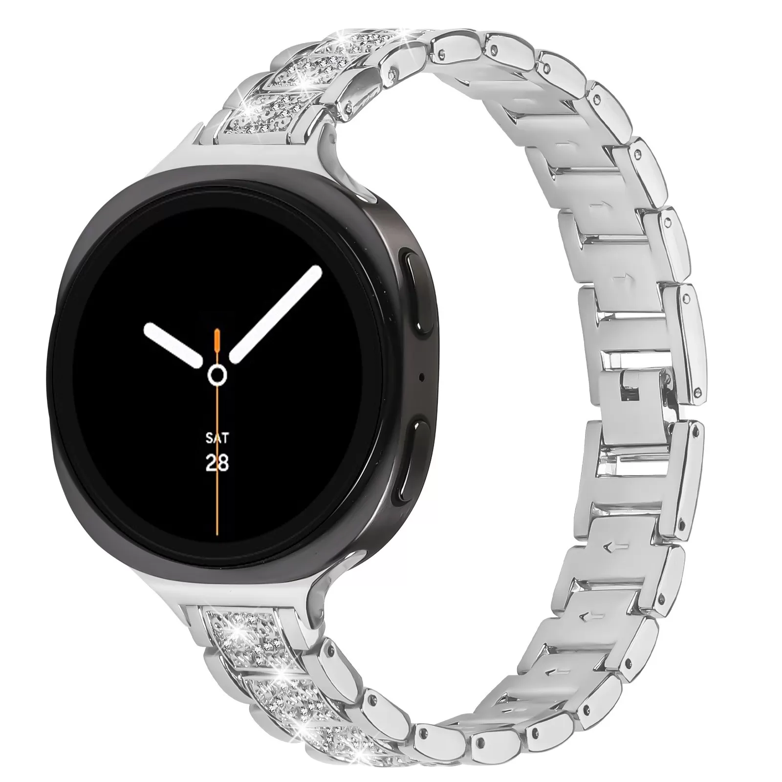 INF Elegant diamant rostfritt stål klockarmband kompatibelt med Samsung Watch 8 (mindre version) Silver