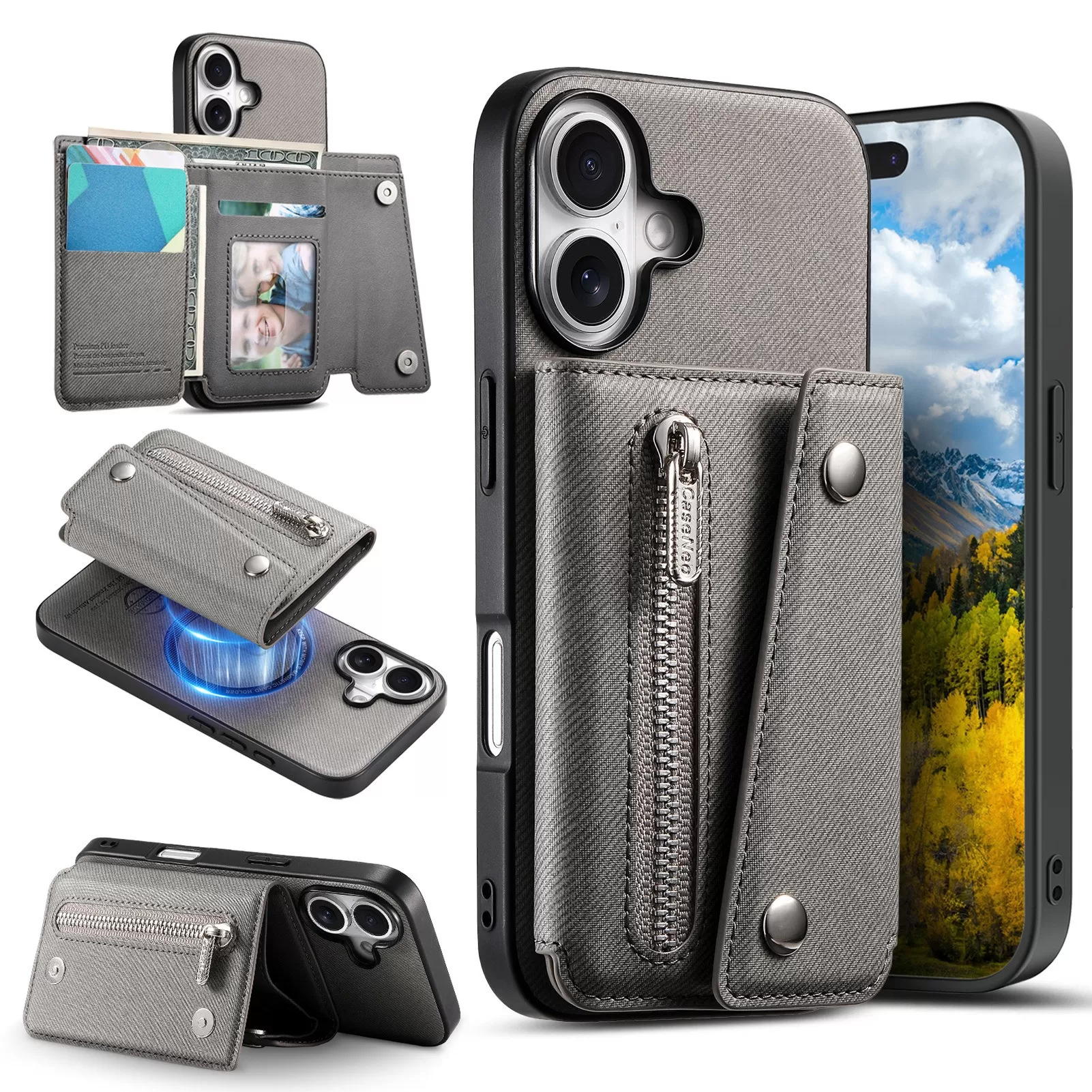 INF Magnetiskt Plånboksfodral Kompatibelt med iPhone 17 Air - PU Läder Korthållare & Ställ