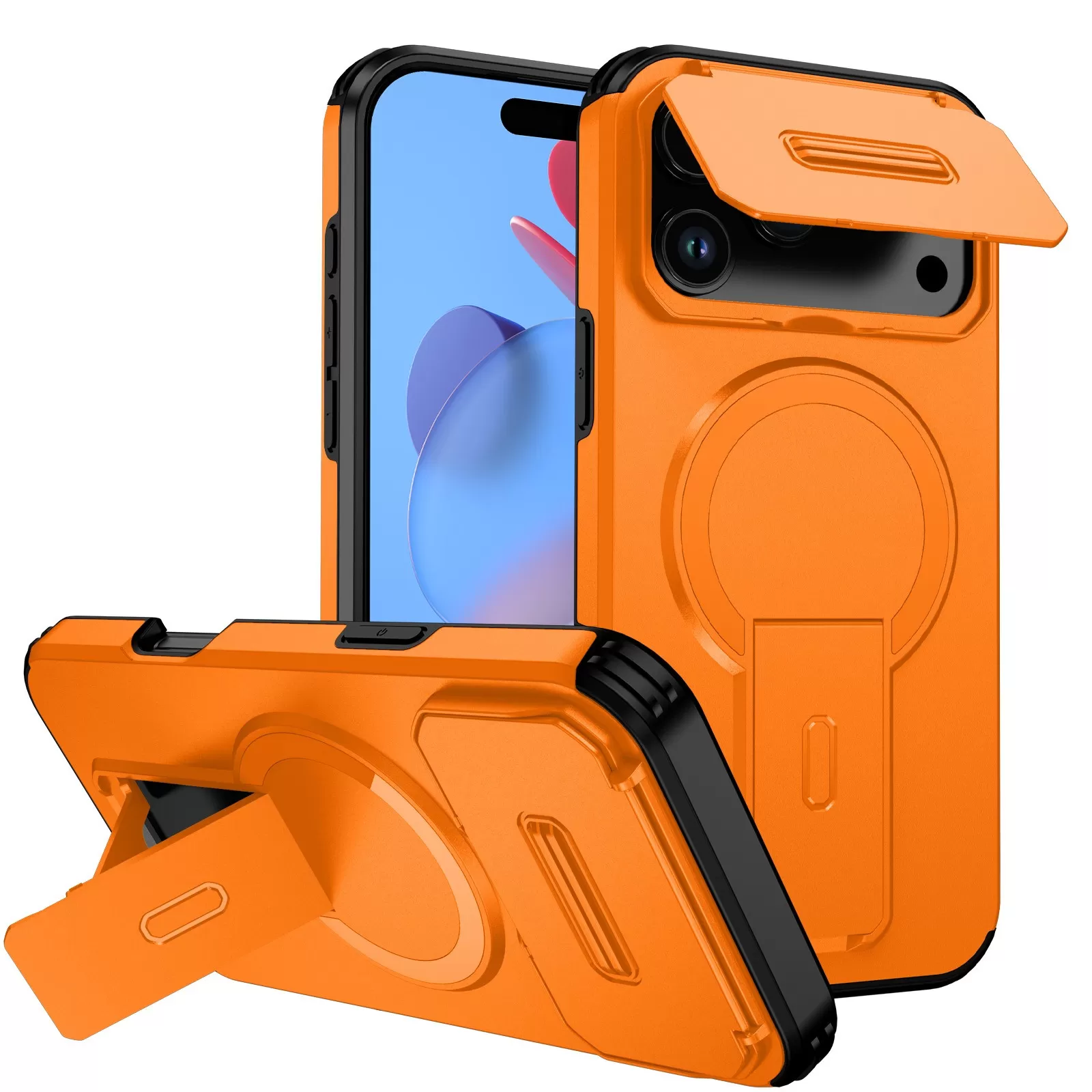 INF 2-i-1 Magnetisk Flip Fönster Fodral Kompatibelt med iPhone 17 Pro - Stötsäkert & Ställfunktion Orange