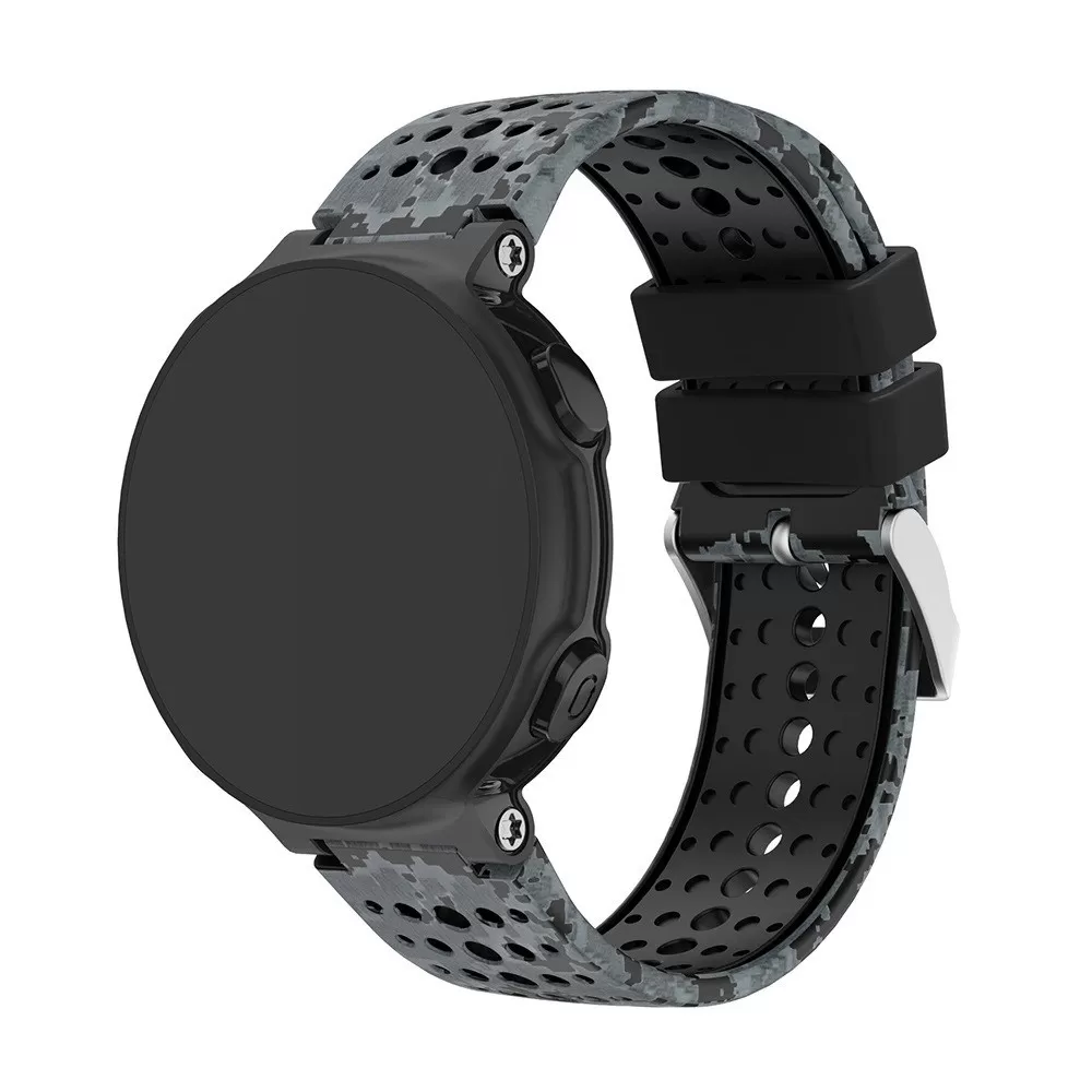INF Kamouflage Silikon Armband Kompatibelt med Garmin Forerunner 220/230/235/620/630 - 15mm Gränssnitt Svart + Kamouflage